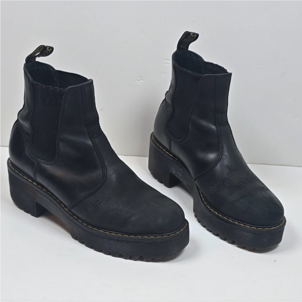 Dr. Martens Rometty Chunky Black Platform Rugged Chelsea Boots Sz.8 Goth Punk